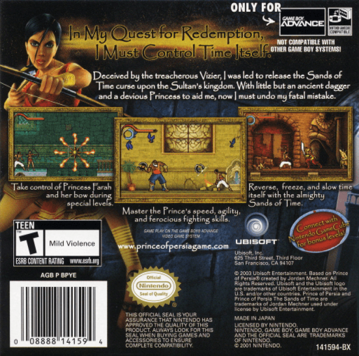 Prince of Persia : The Sands of Time — Box back