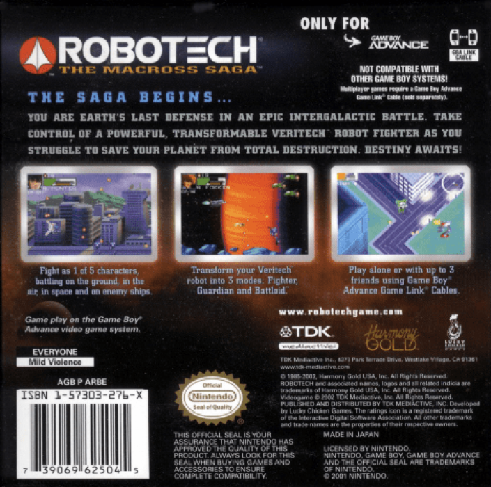 Robotech: The Macross Saga — Box back