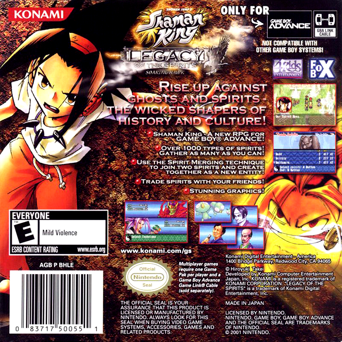 Shaman King : Legacy of the Spirits, Soaring Hawk — Box back
