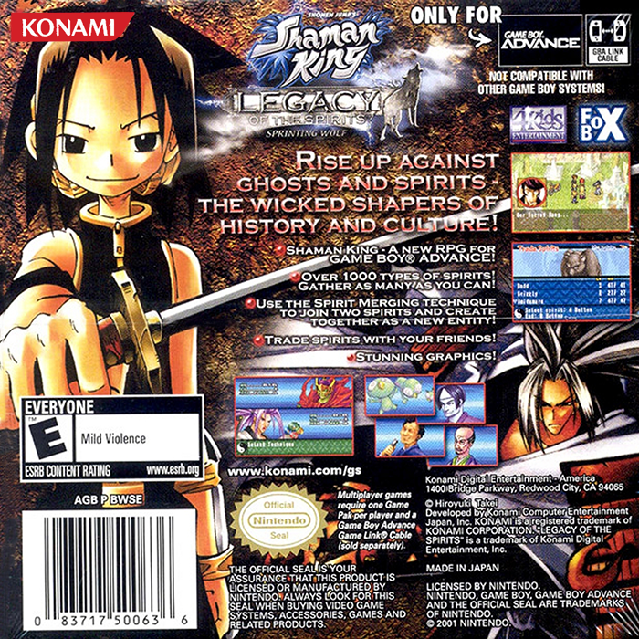 Shaman King : Legacy of the Spirits, Sprinting Wolf — Box back