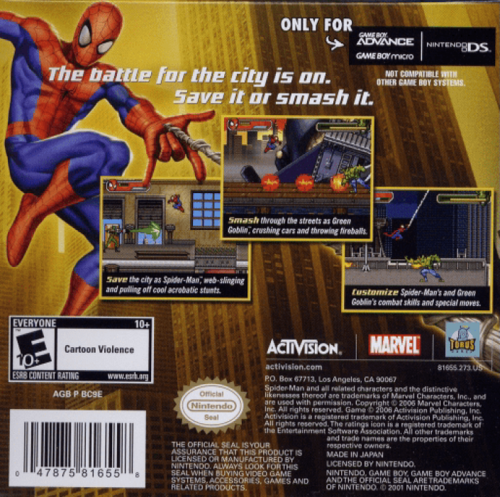 Spider-Man : Battle for New York — Box back