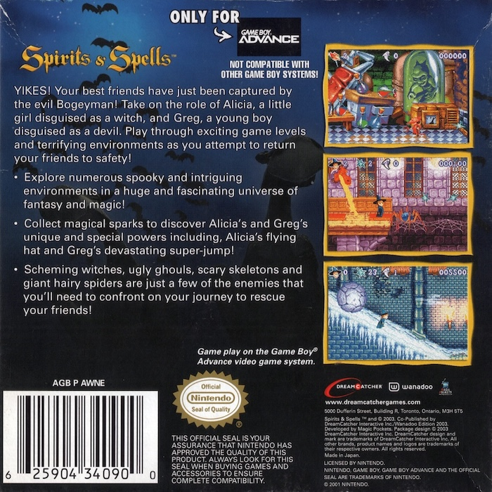 Spirits & Spells — Box back