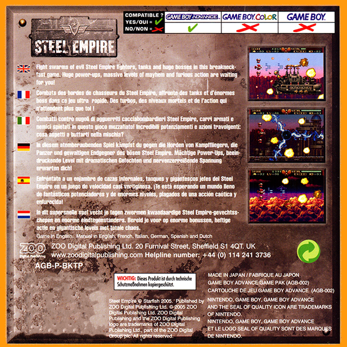 Steel Empire — Box back