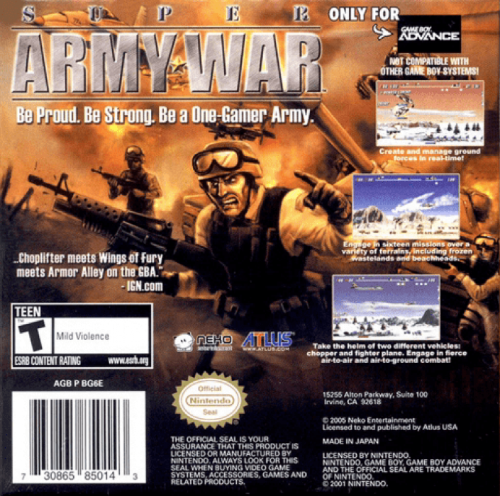 Super Army War — Box back