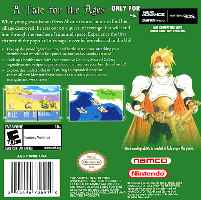 Tales of Phantasia — Box back