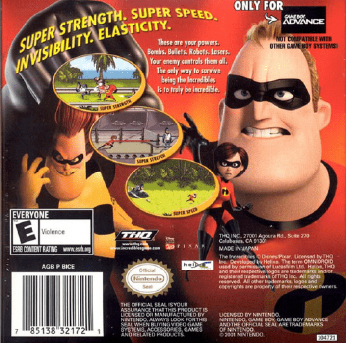 The Incredibles — Box back
