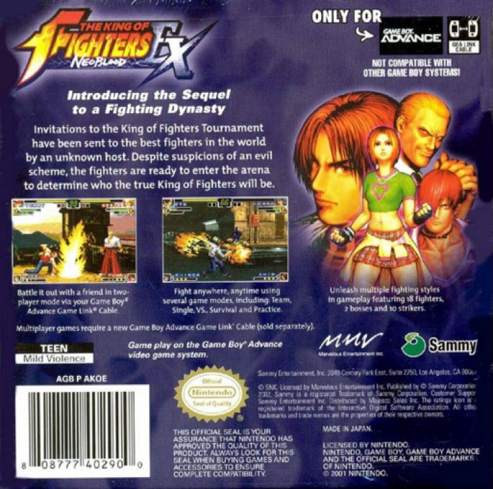 The King of Fighters EX : Neo Blood — Box back