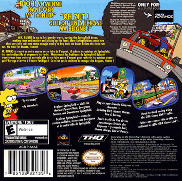 The Simpsons : Road Rage — Box back