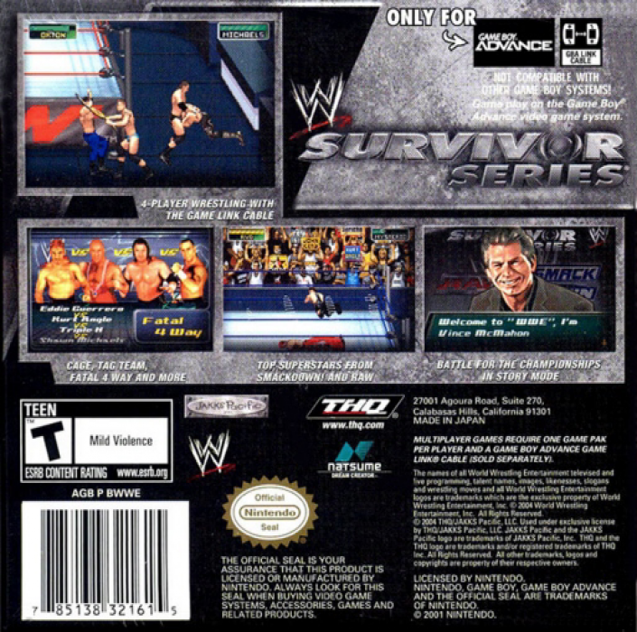 WWE Survivor Series — Box back