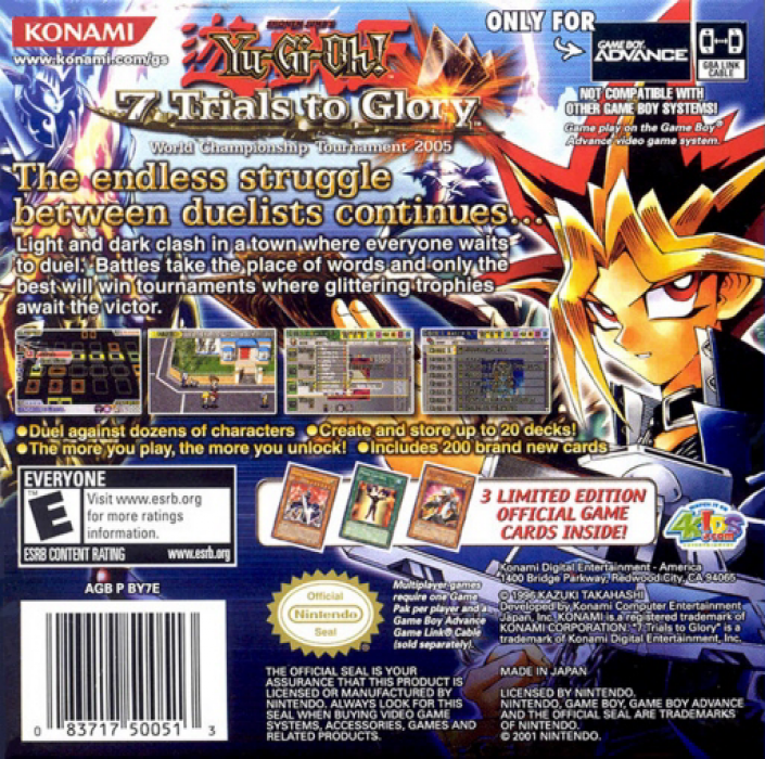 Yu-Gi-Oh! 7 Trials to Glory: World Championship Tournament 2005 — Box back