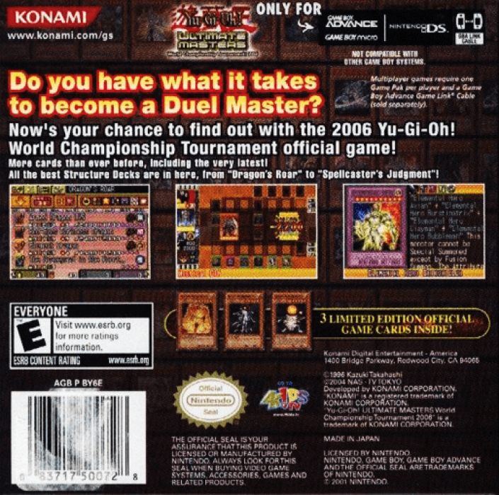 Yu-Gi-Oh! Ultimate Masters: World Championship Tournament 2006 — Box back