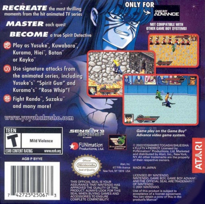 Yu Yu Hakusho - Ghost Files: Spirit Detective — Box back