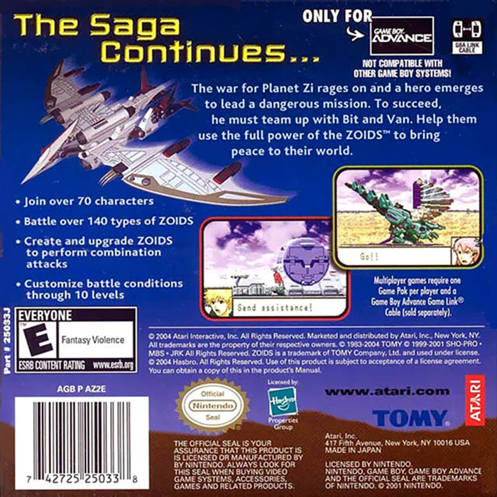 Zoids Legacy — Box back