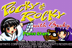 Pocky & Rocky with Becky — Title screen