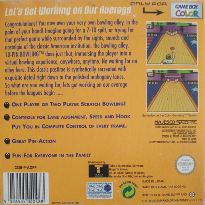 10-Pin Bowling — Box back