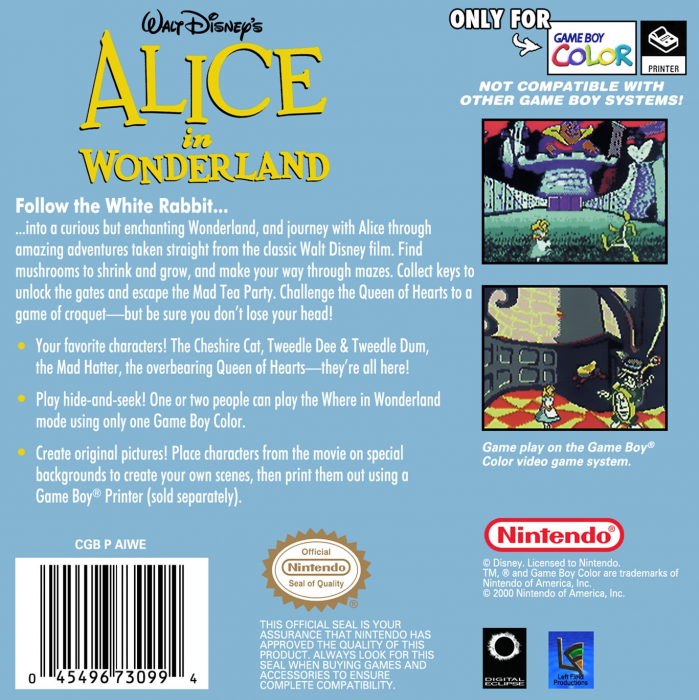 Alice in Wonderland — Box back