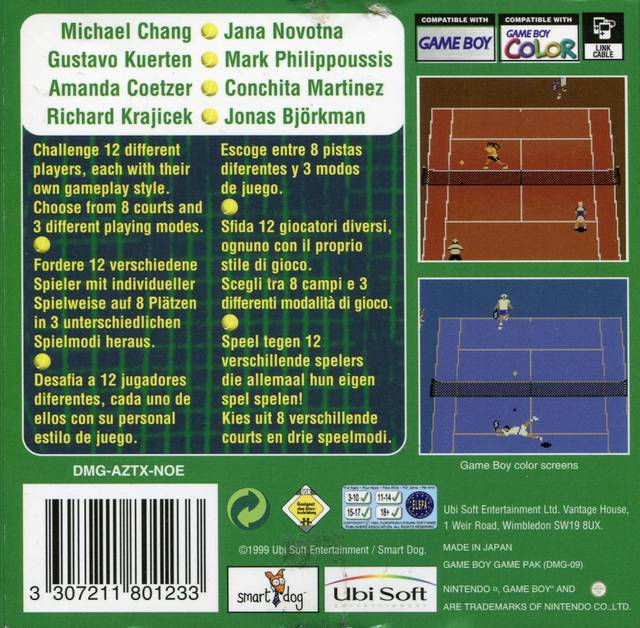 All Star Tennis 2000 — Box back