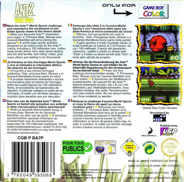 Antz World Sportz — Box back