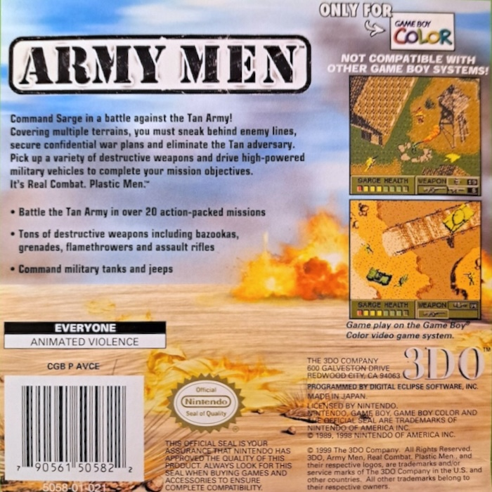 Army Men — Box back