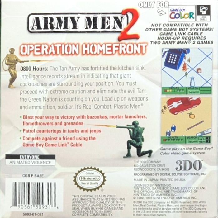 Army Men II — Box back