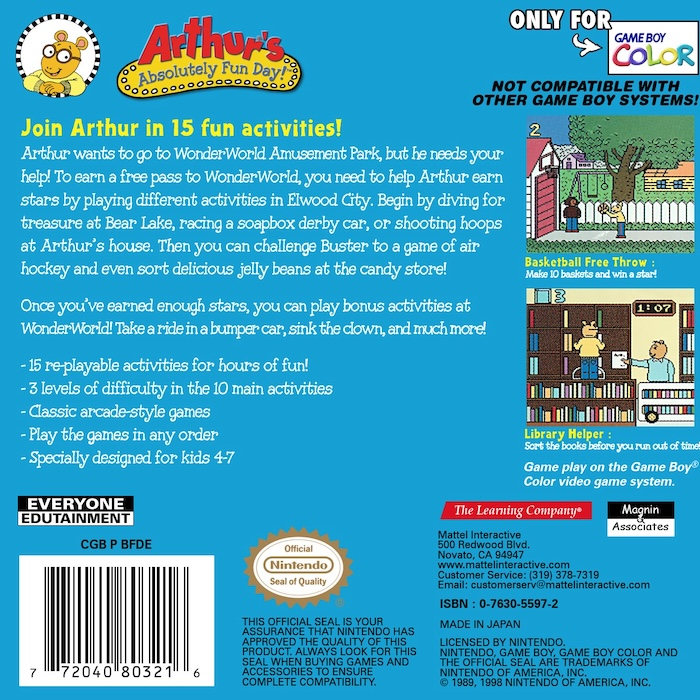 Arthur's Absolutely Fun Day! — Box back