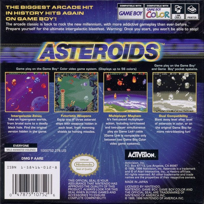 Asteroids — Box back