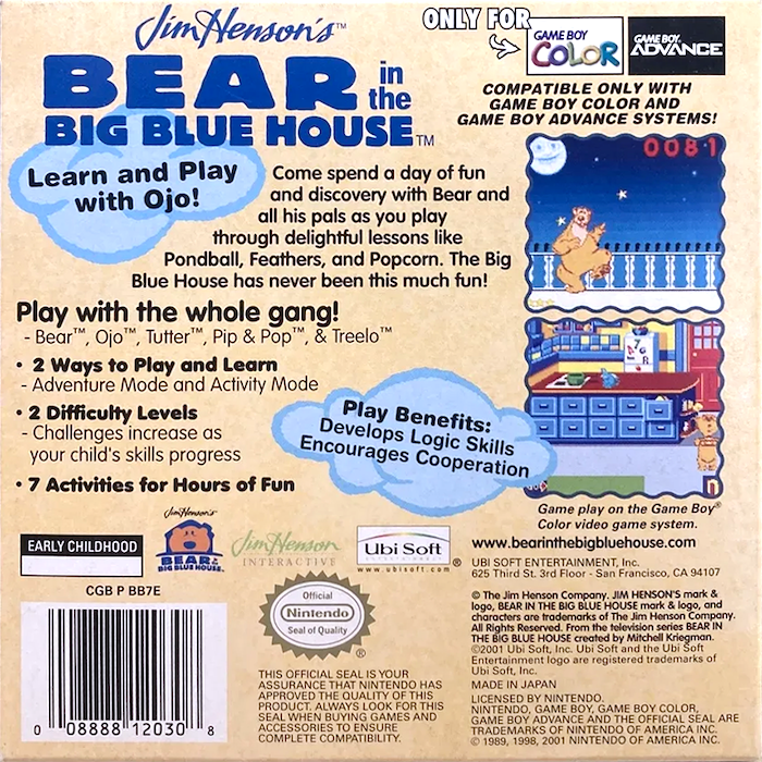 Bear in the Big Blue House — Box back