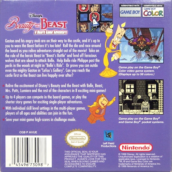 Beauty and the Beast : A Board Game Adventure — Box back