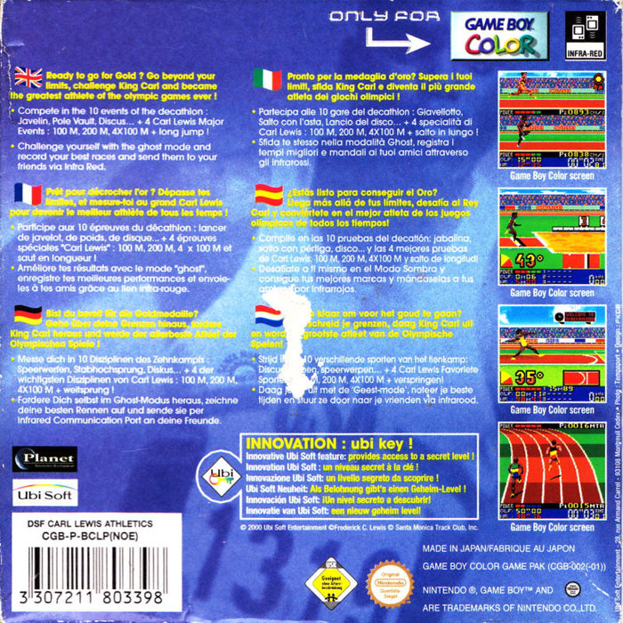 Carl Lewis Athletics 2000 — Box back