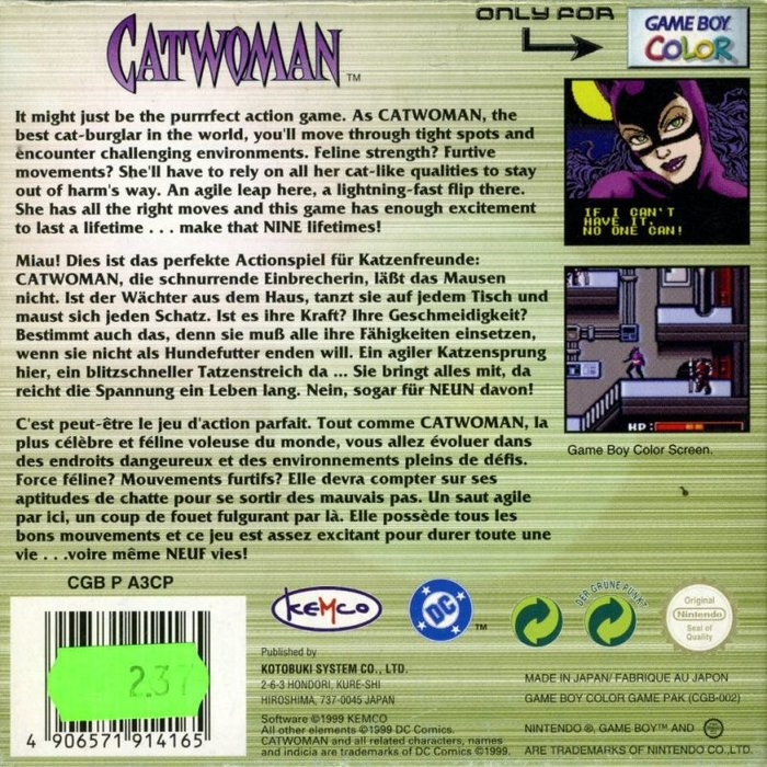 Catwoman — Box back