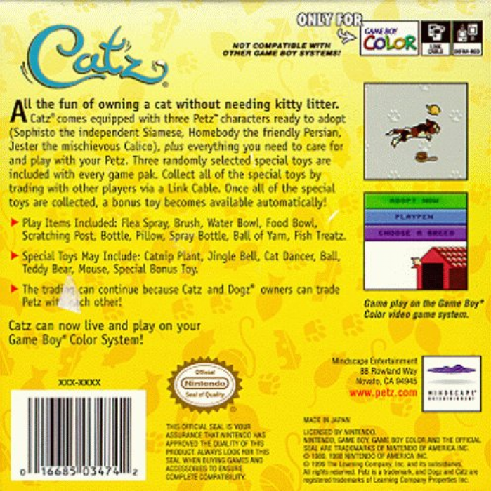 Catz : Your Virtual Petz Palz — Box back