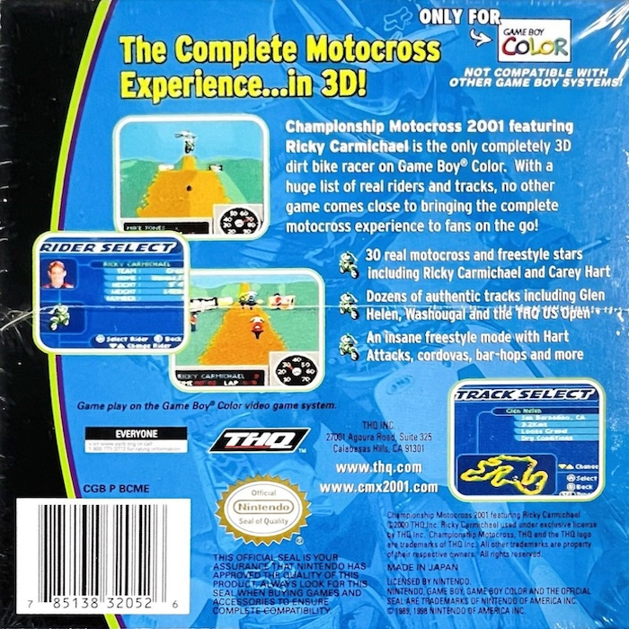 Championship Motocross 2001 featuring Ricky Carmic — Box back