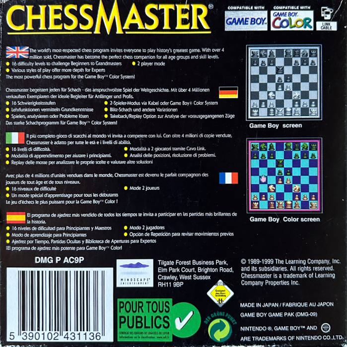 Chessmaster — Box back