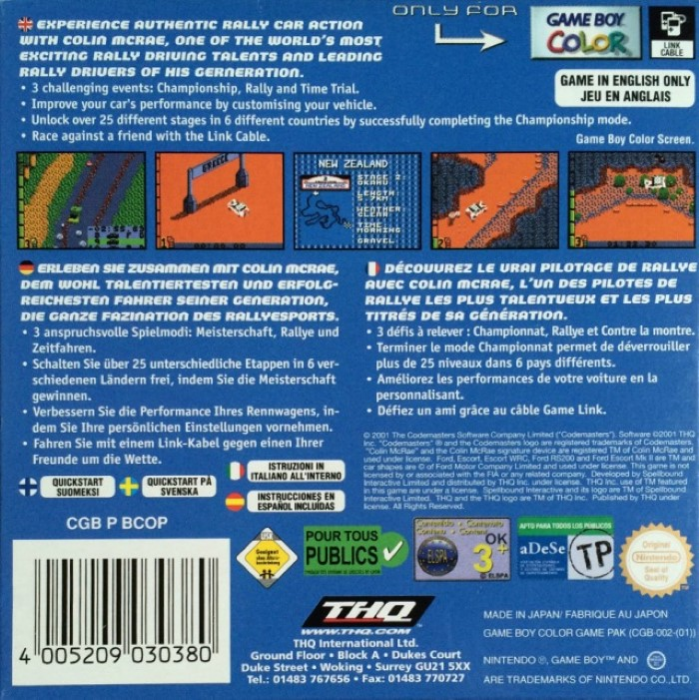 Colin McRae Rally — Box back