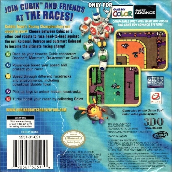 Cubix : Robots for Everyone, Race 'n Robots — Box back