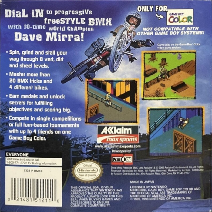 Dave Mirra Freestyle BMX — Box back