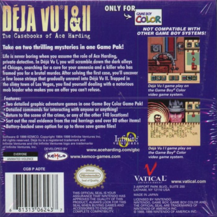 Deja Vu I & II: The Casebooks of Ace Harding — Box back