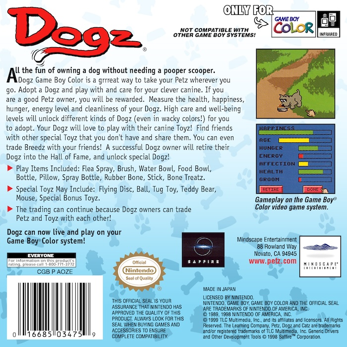 Dogz — Box back