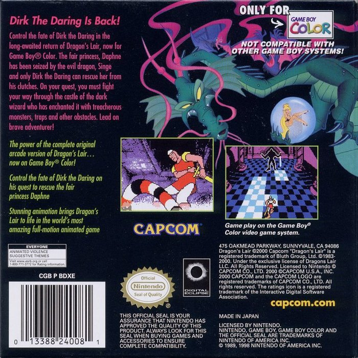 Dragon's Lair — Box back