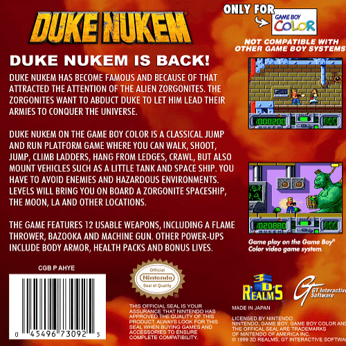 Duke Nukem — Box back