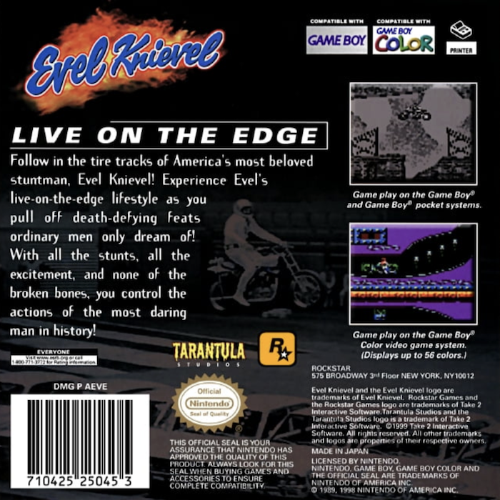 Evel Knievel — Box back