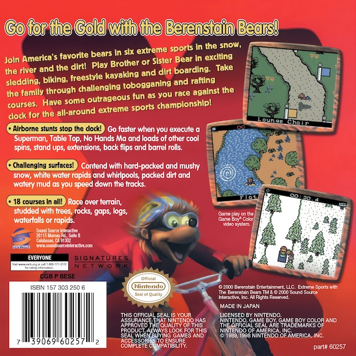 Extreme Sports with the Berenstain Bears — Box back