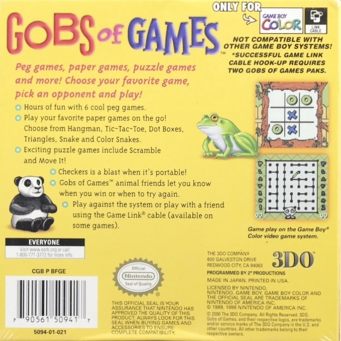 Gobs of Games — Box back