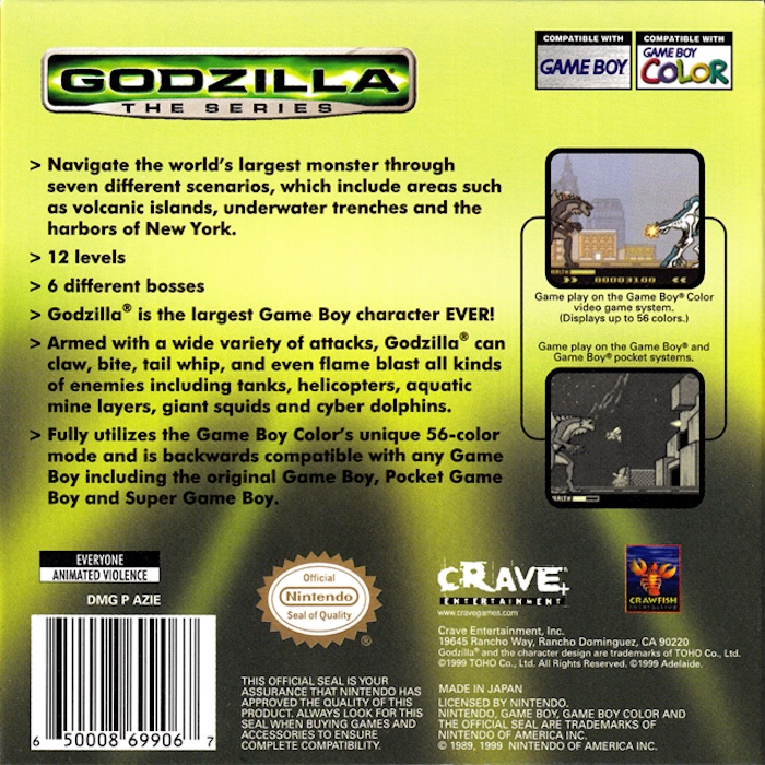 Godzilla: The Series — Box back
