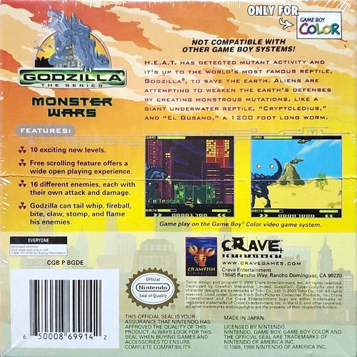 Godzilla : The Series, Monster Wars — Box back
