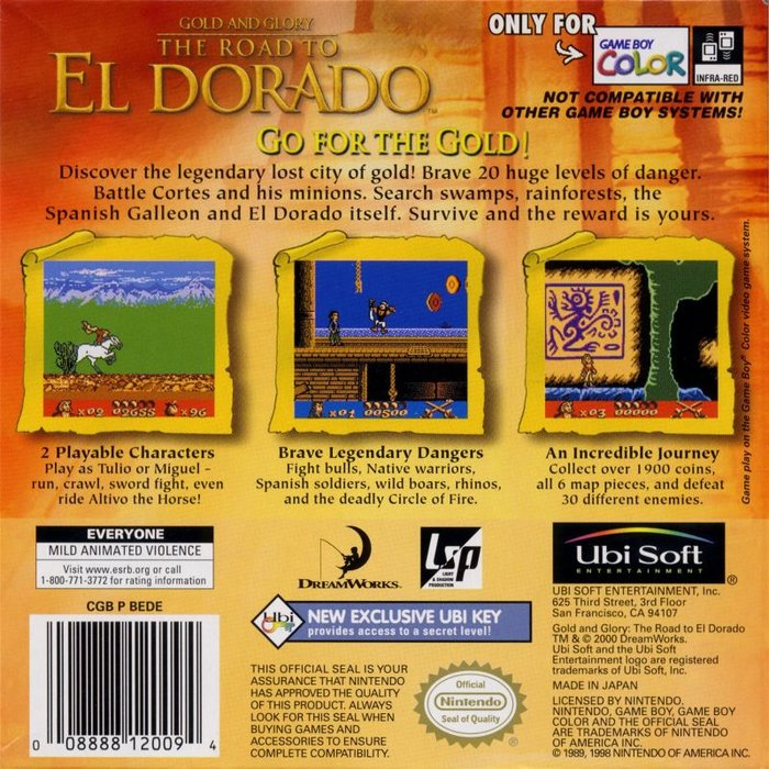 Gold and Glory: The Road to El Dorado — Box back