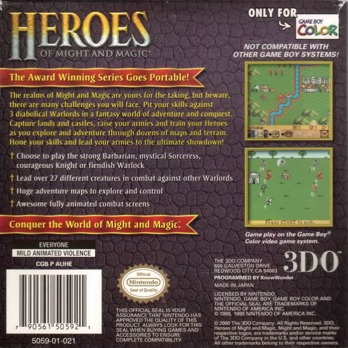 Heroes of Might and Magic — Box back