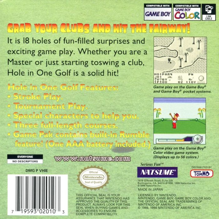 Hole In One Golf — Box back