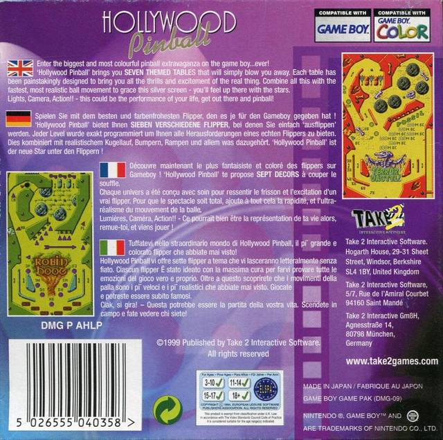 Hollywood Pinball — Box back