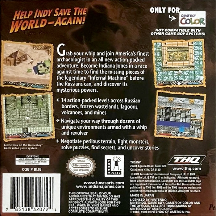 Indiana Jones and the Infernal Machine — Box back